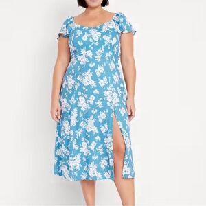 NWT … OLD NAVY “Size: XXL” Flutter Sleeve Midi Dress with Slit